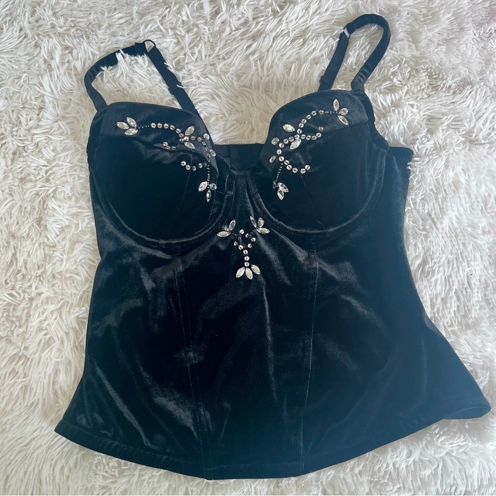 Torrid Black Velvet Bustier Sparkle Fairy Sexy  Goth Corset Sexy Plus Size: 0